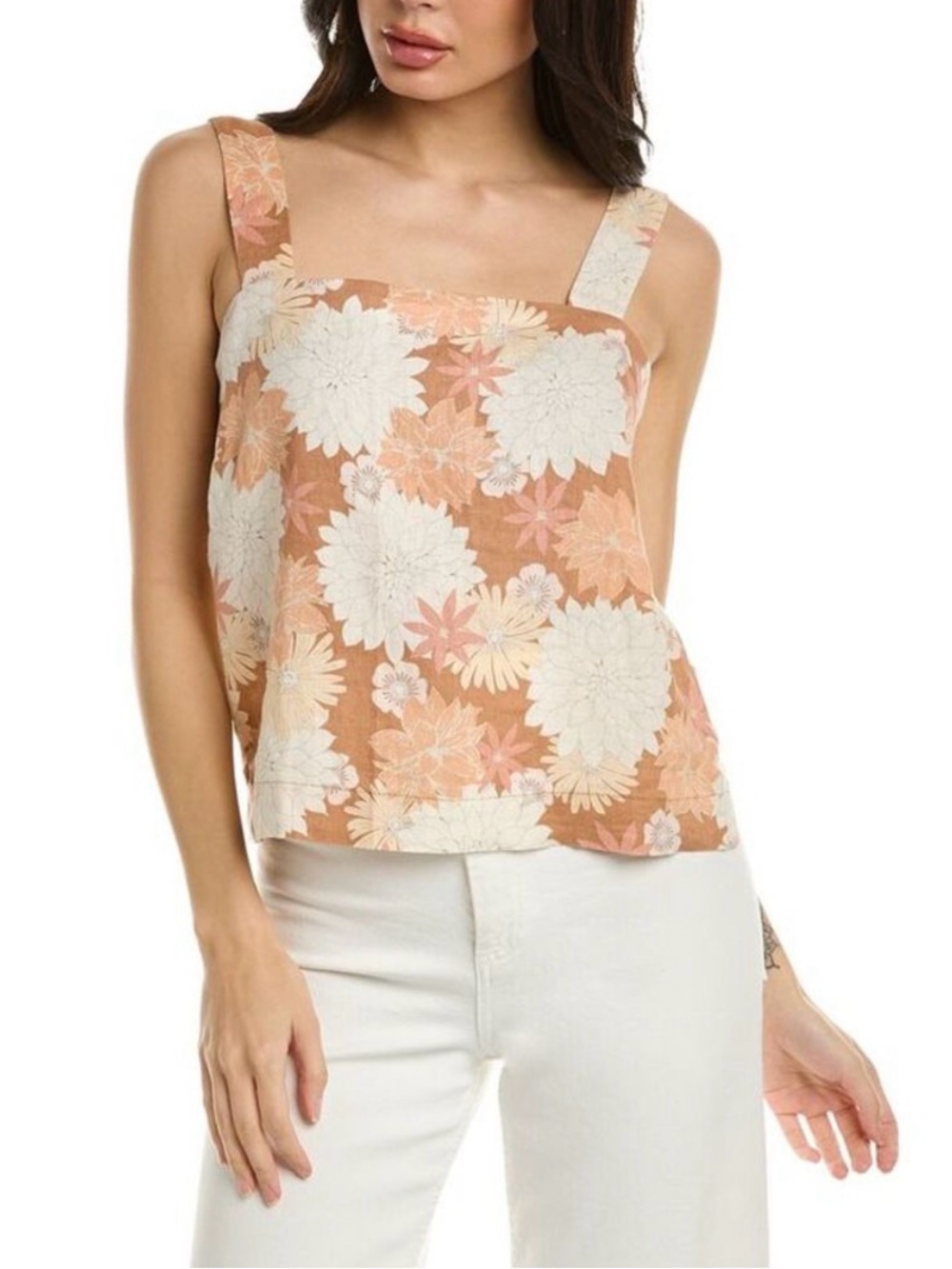 FAHERTY Sands Linen Tank Warm Jicaro Island Floral 100% Linen XS